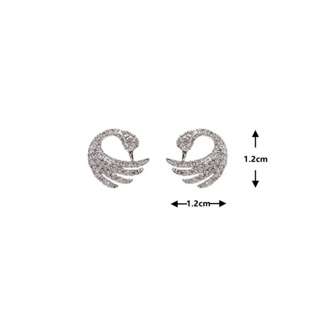 New Sterling Silver White Sapphire Swan Studs